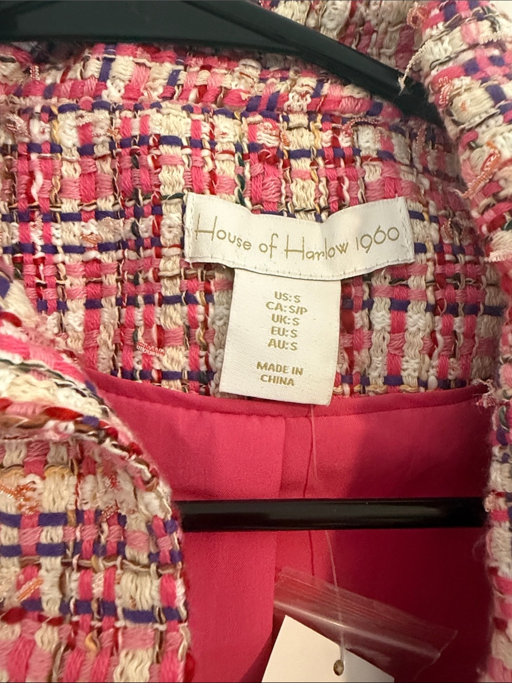 House of Harlow 1960 Pink & White Tweed Blazer and Skirt Set - Picture 2 of 8